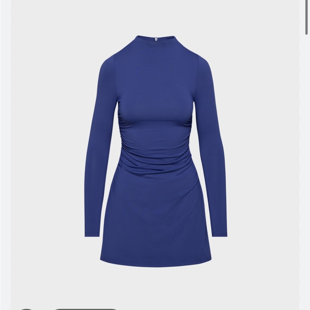 Aritzia Royal Blue Long Sleeve Ruched Mini Dress